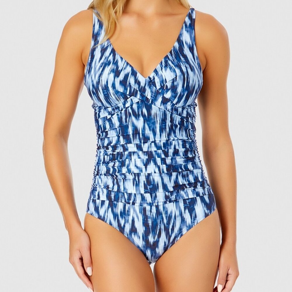 Anne Cole Printed Draped Underwire One-Piece Swimsuit